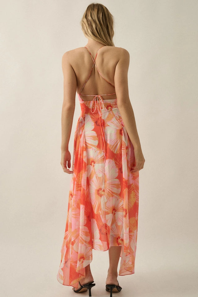 OPEN BACK FLORAL PRINT DRESS