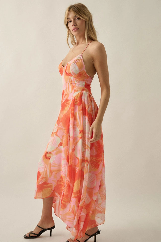 OPEN BACK FLORAL PRINT DRESS
