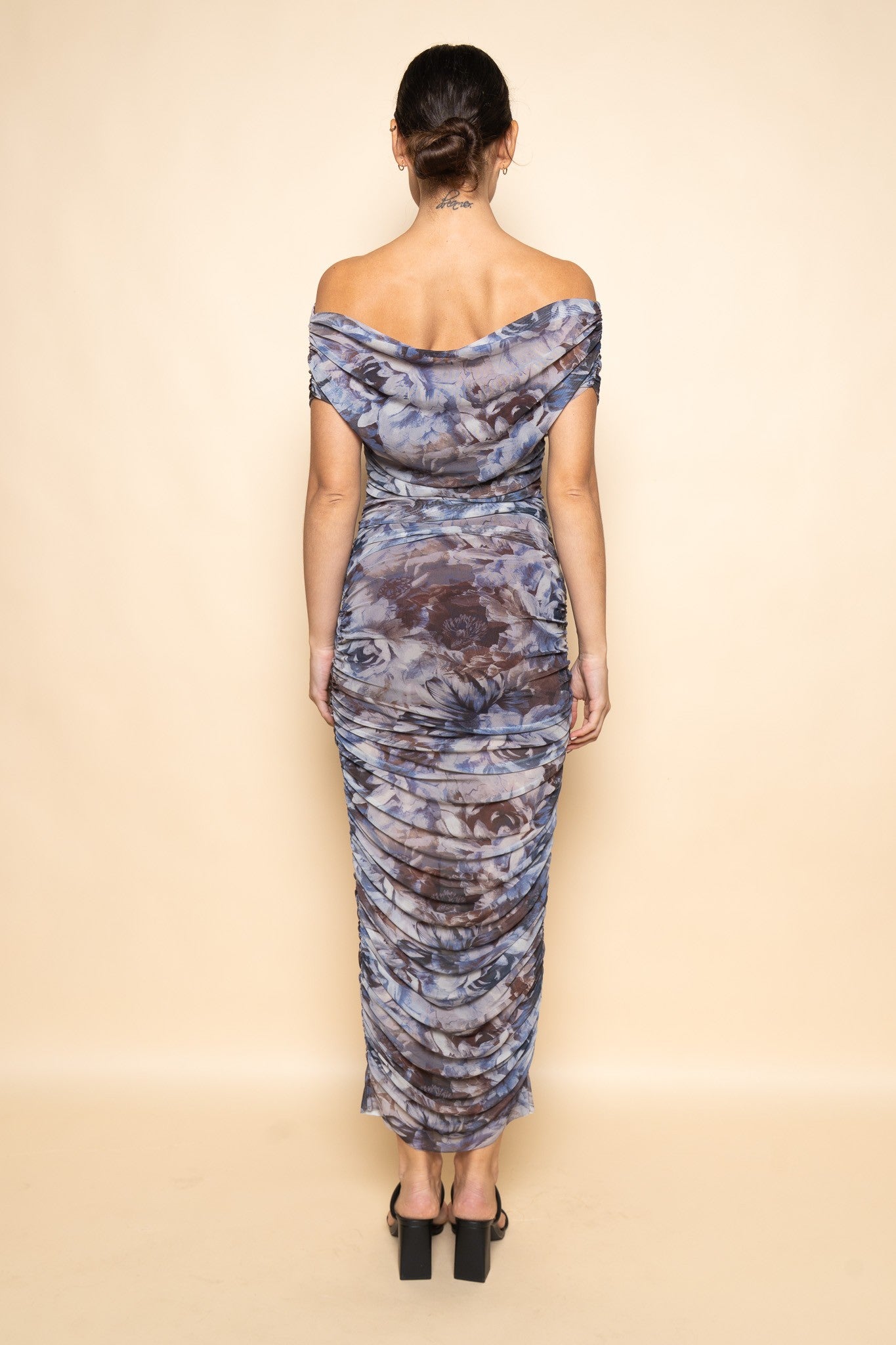 RUCHED FLORAL DRESS