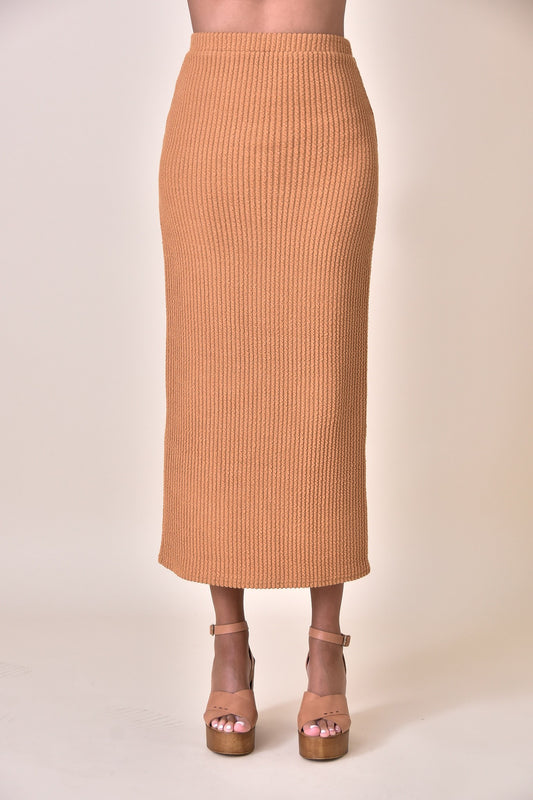 RIBBED CAMEL SKIRT