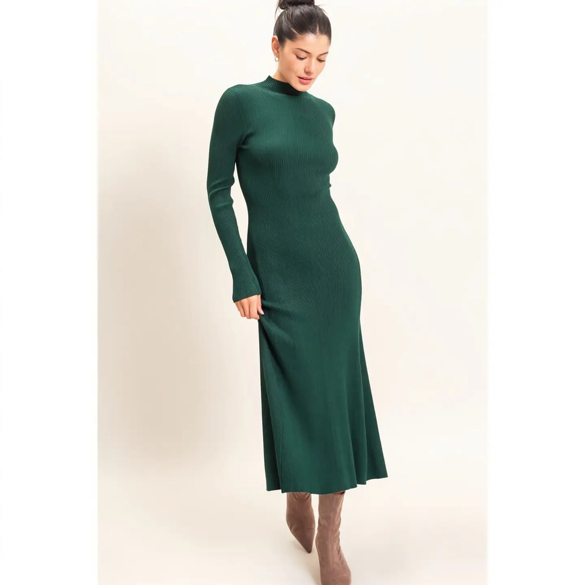 RIBBED MIDI HUNTER DRESS
