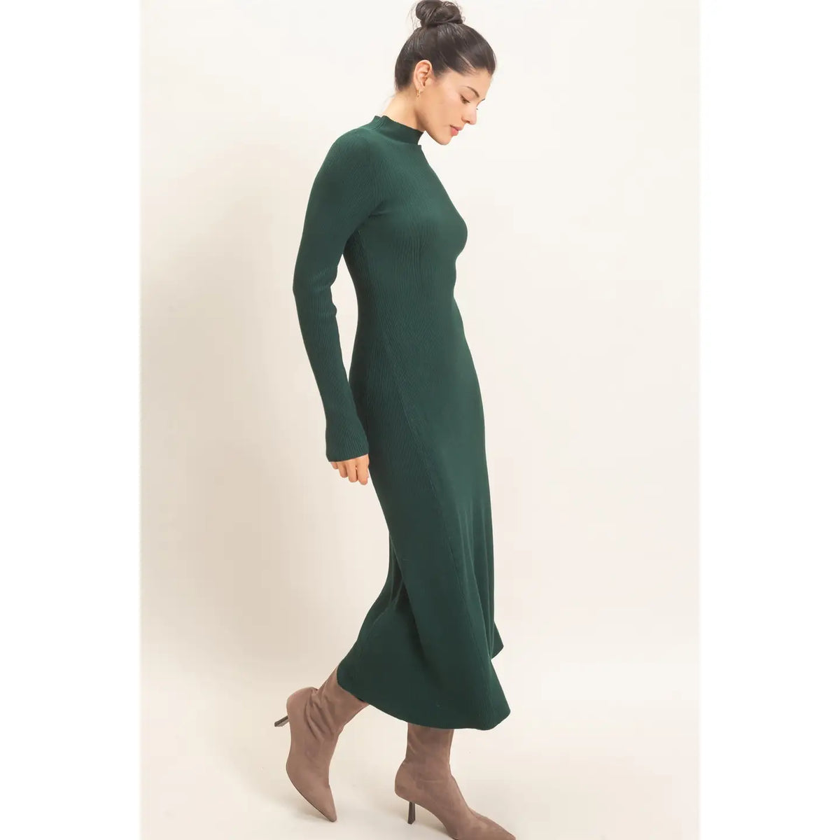 RIBBED MIDI HUNTER DRESS