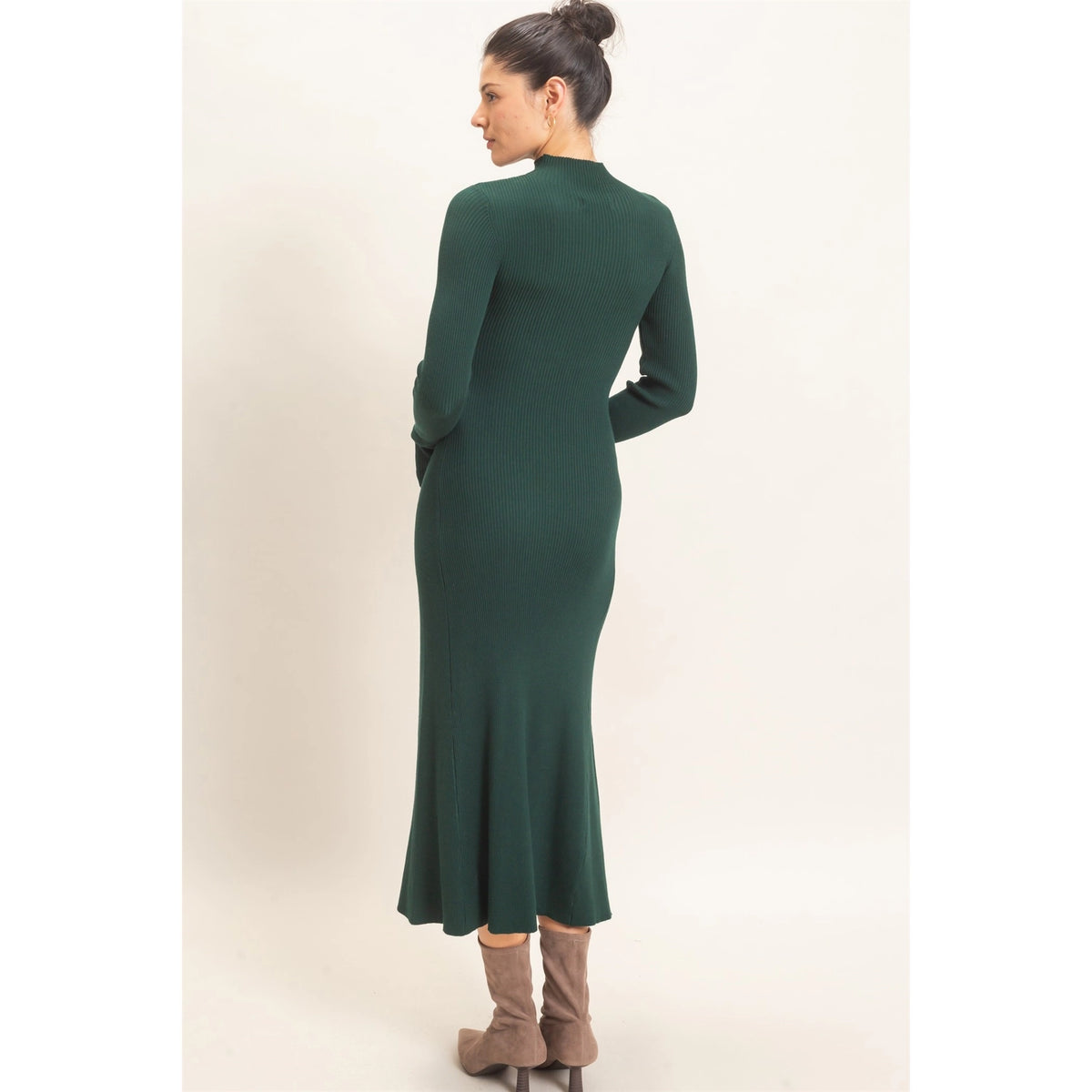 RIBBED MIDI HUNTER DRESS