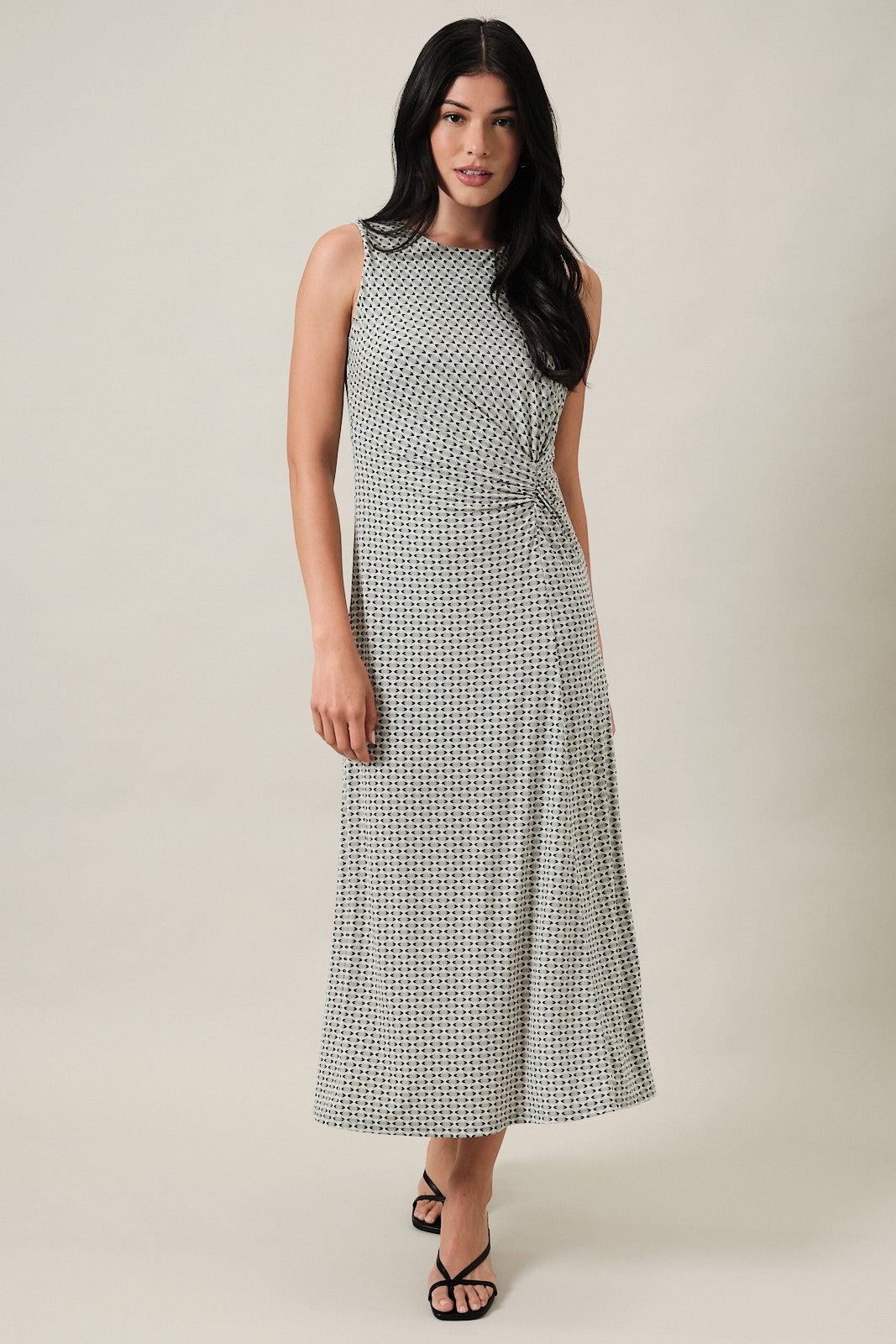 GEOMETRIC PRINT MIDI DRESS