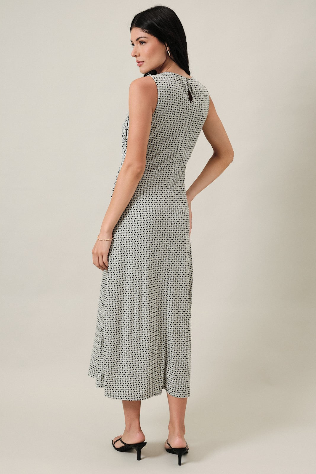 GEOMETRIC PRINT MIDI DRESS