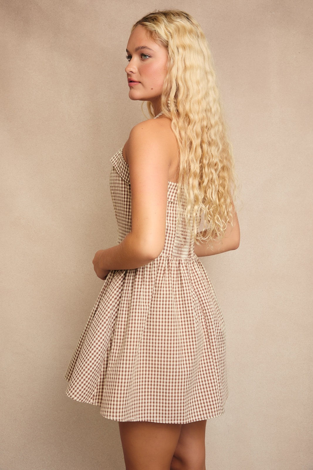 gingham halter neck dress Pink gingham halter neck dress LARGE