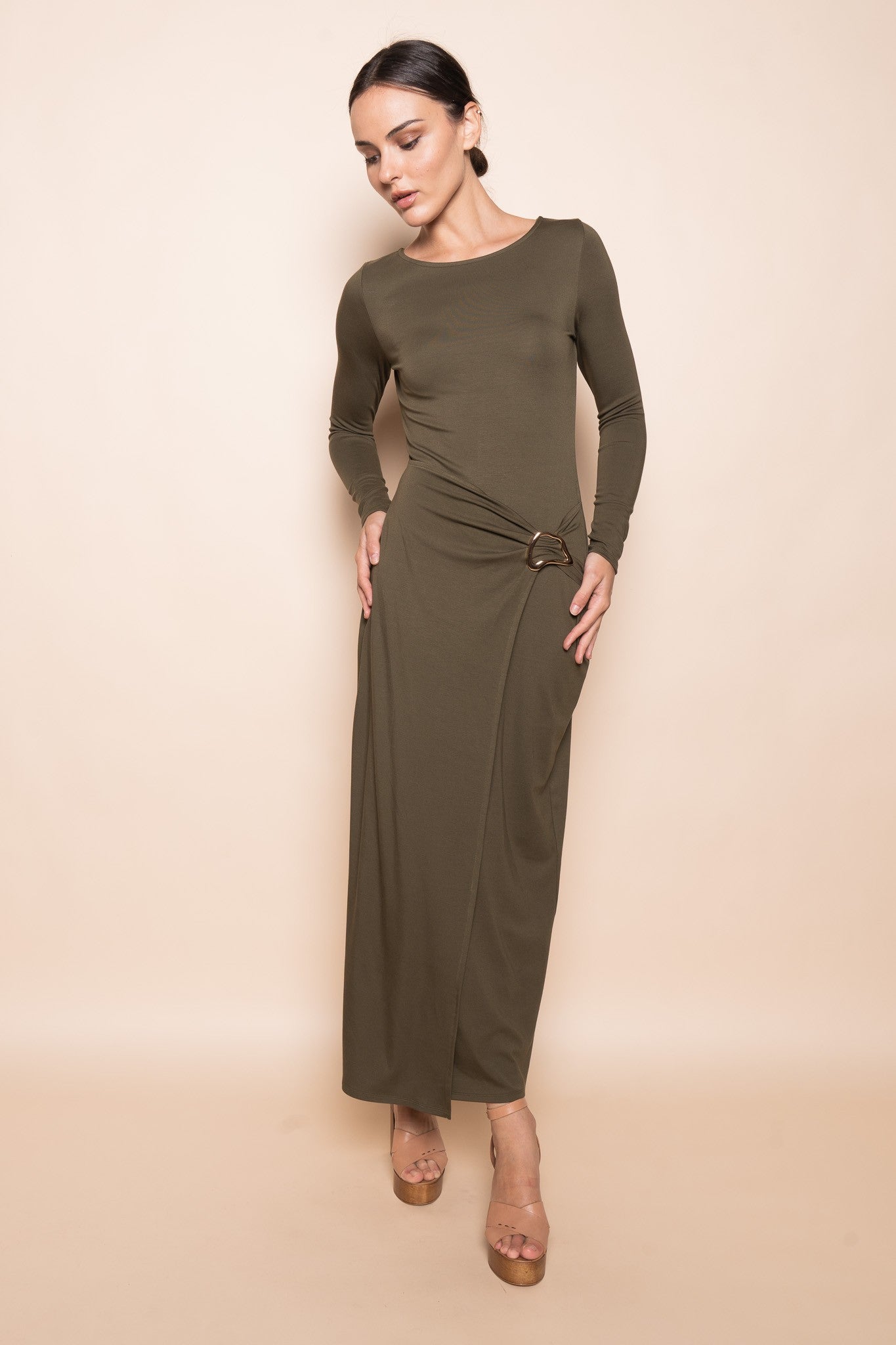LONG SLEEVE WRAP DETAIL DRESS