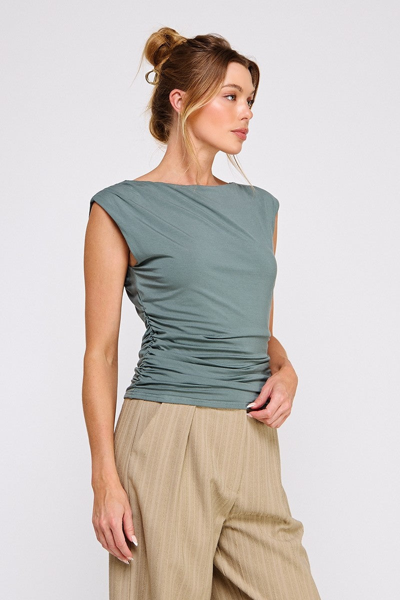 RUCHED DOUBLE KNIT TOP