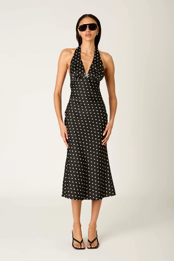 POLKA DOT HALTER DRESS