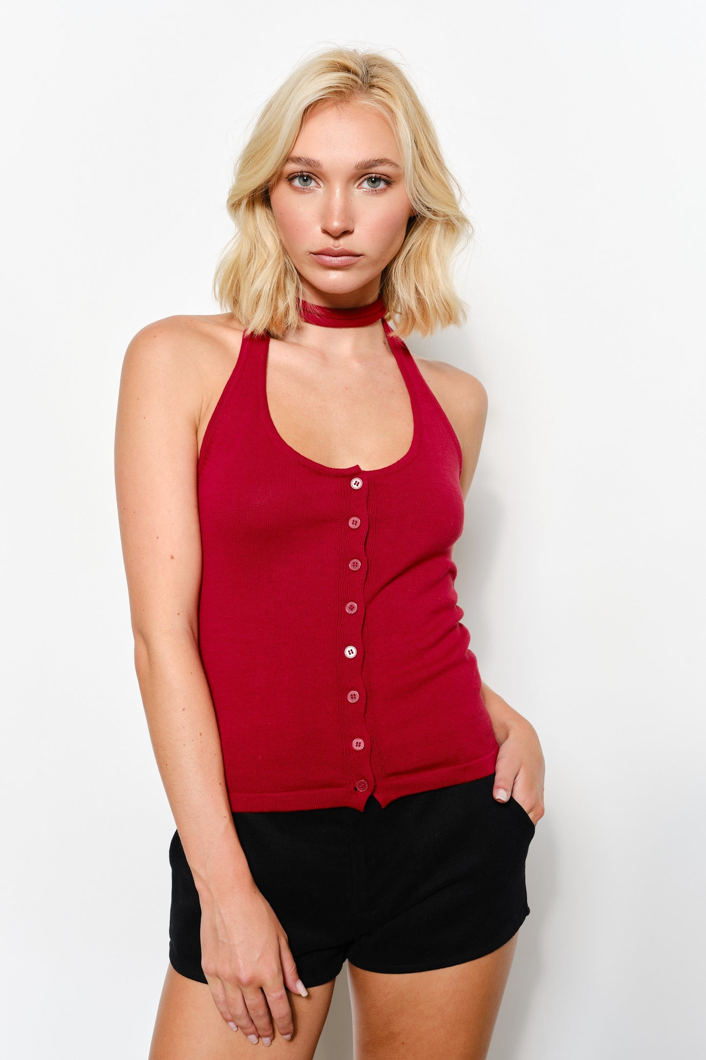 KNIT HALTER TOP