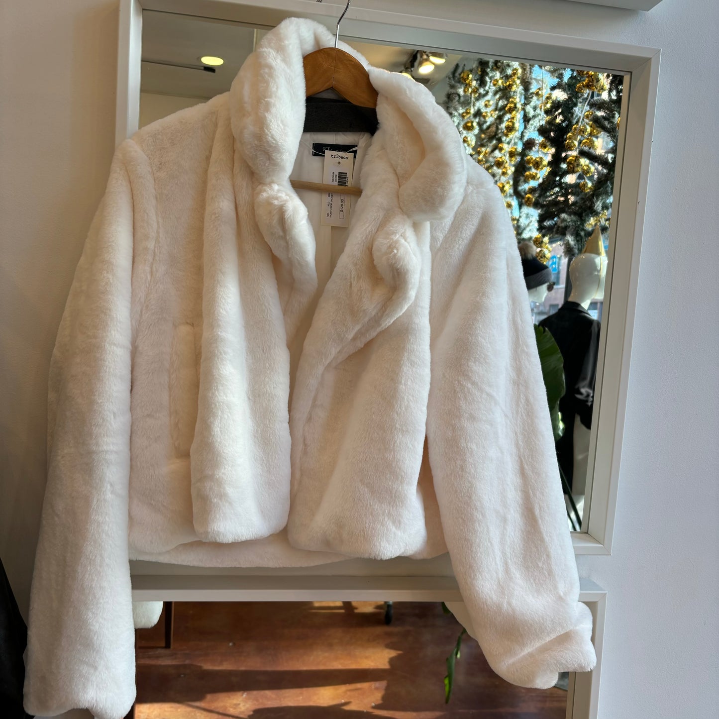 WHITE FAUX FUR JACKET