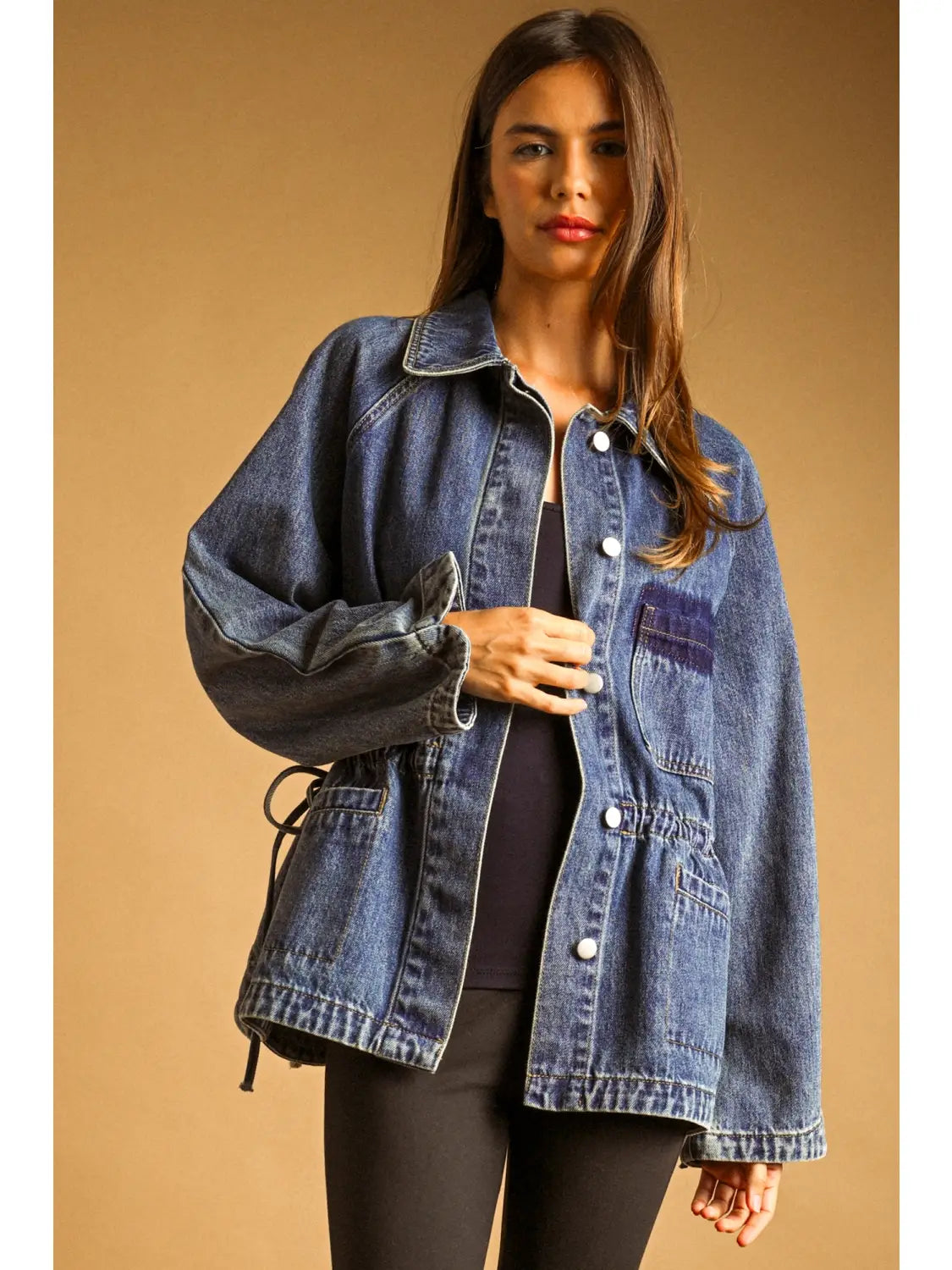 DRAWSTRING DENIM JACKET