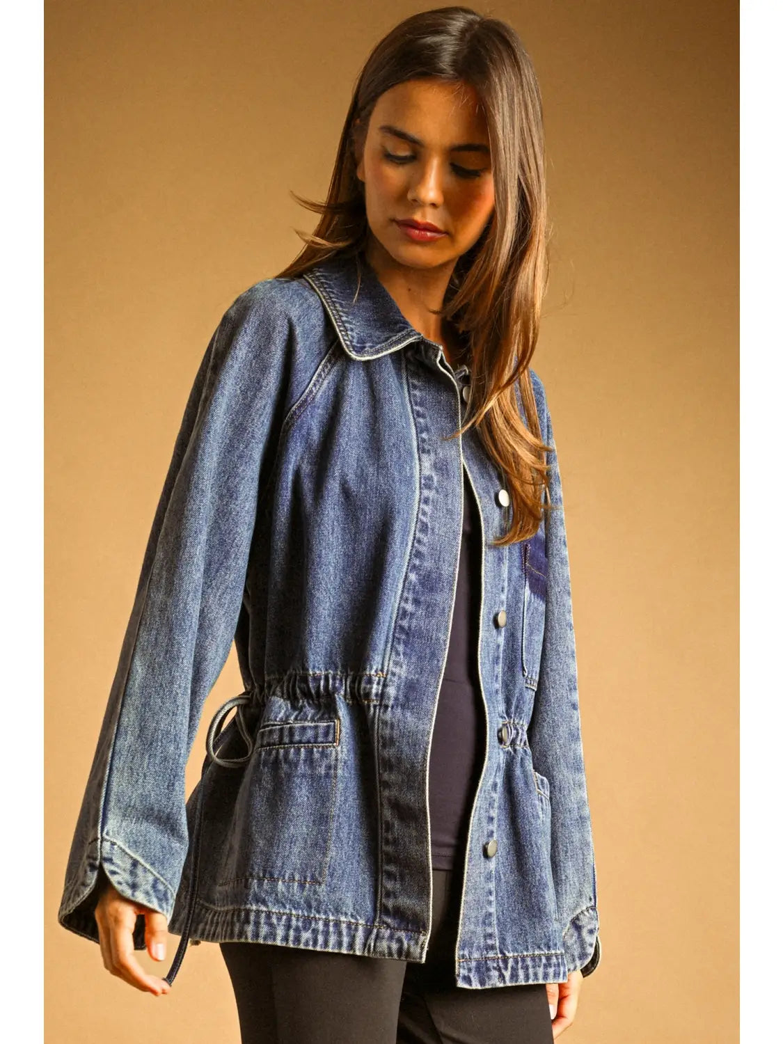 DRAWSTRING DENIM JACKET