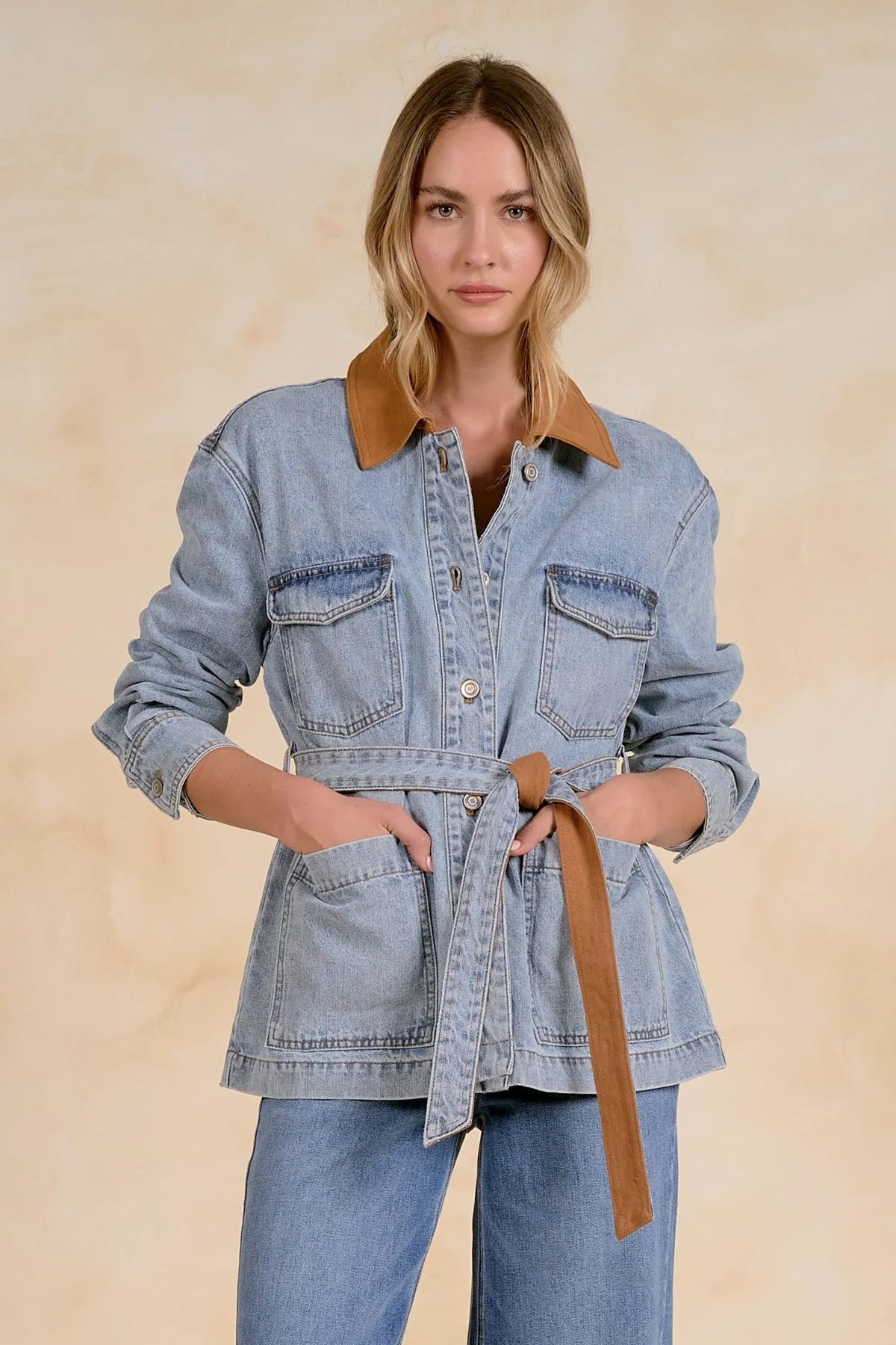 DENIM TIE JACKET