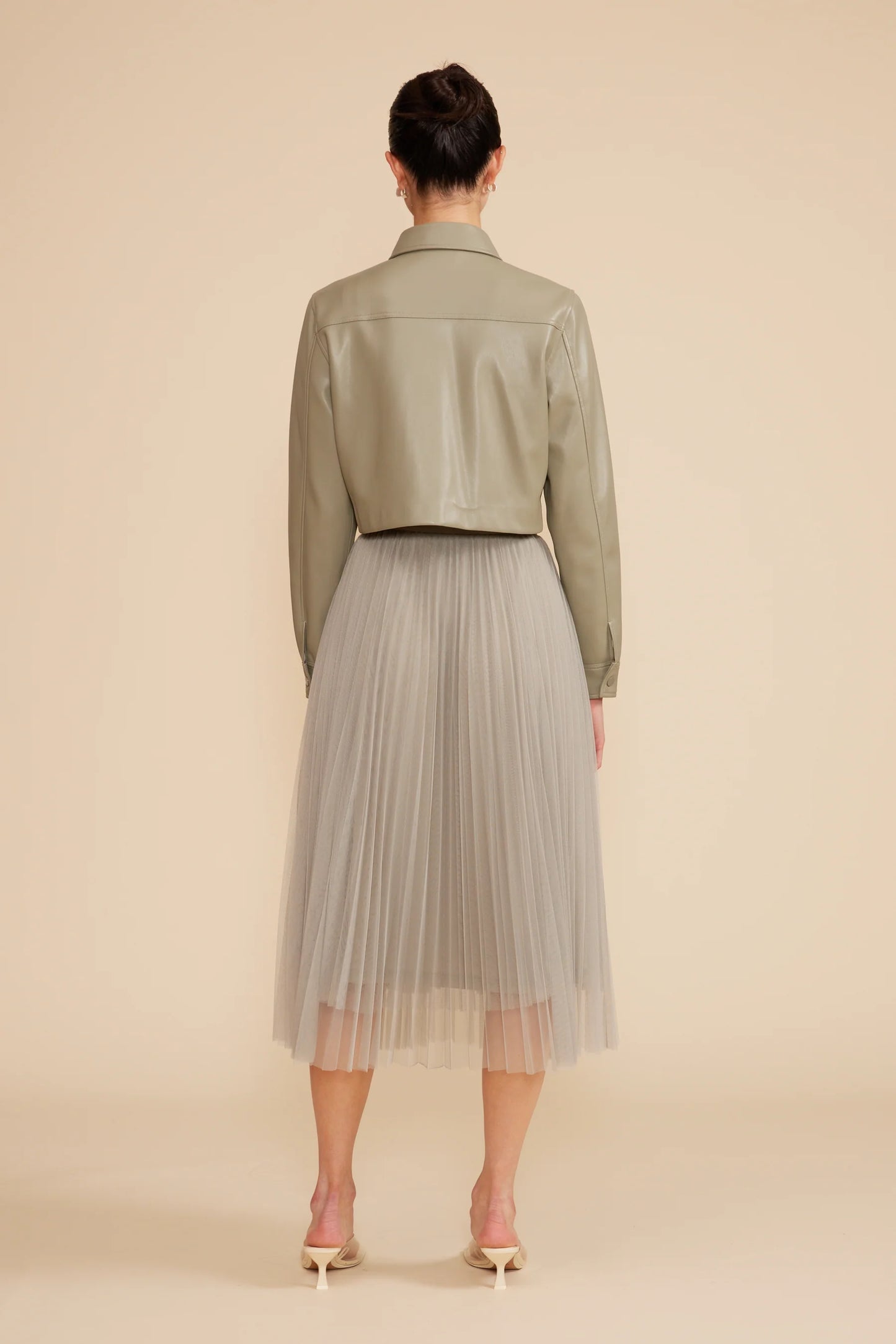 SAGE CROPPED FAUX LEATHER JACKET