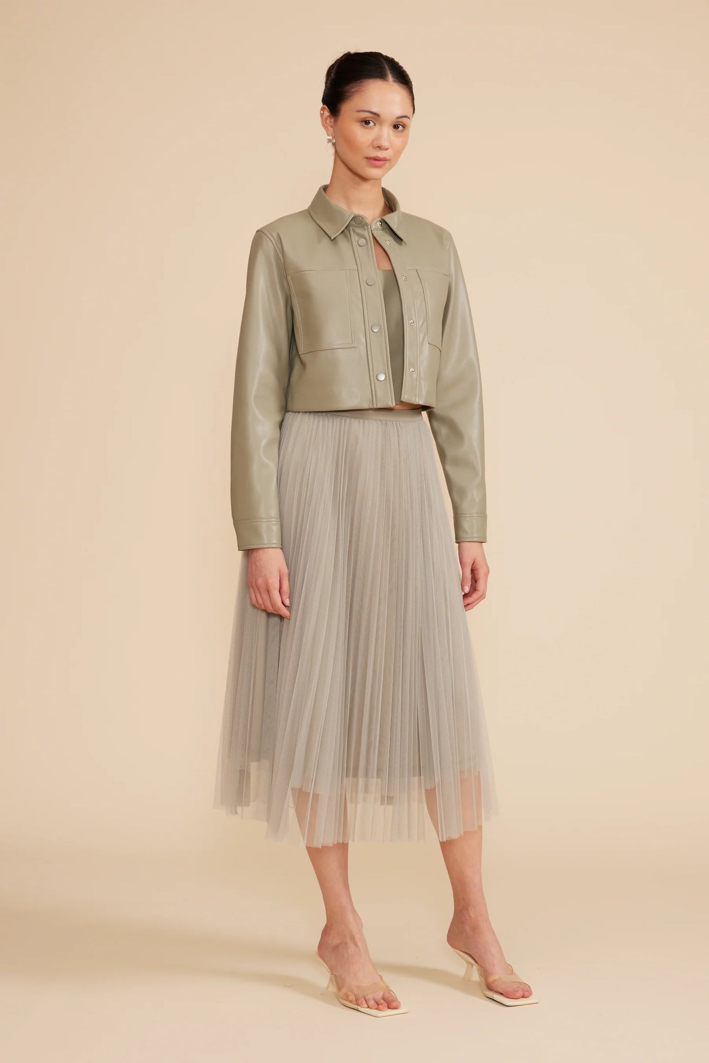 SAGE CROPPED FAUX LEATHER JACKET