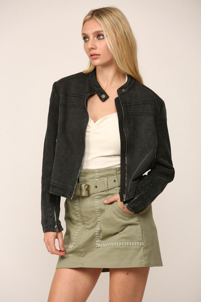 DENIM BIKER JACKET