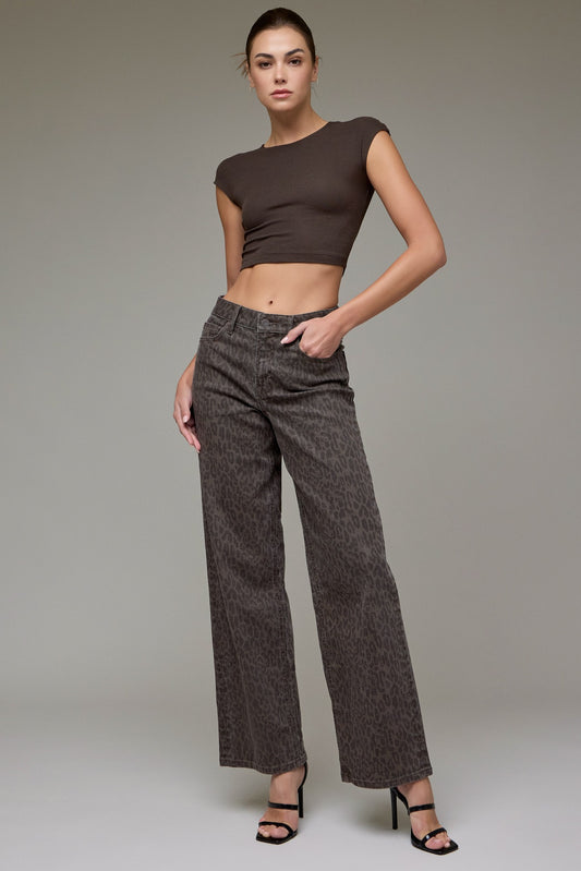CHEETAH PRINT DAD JEANS