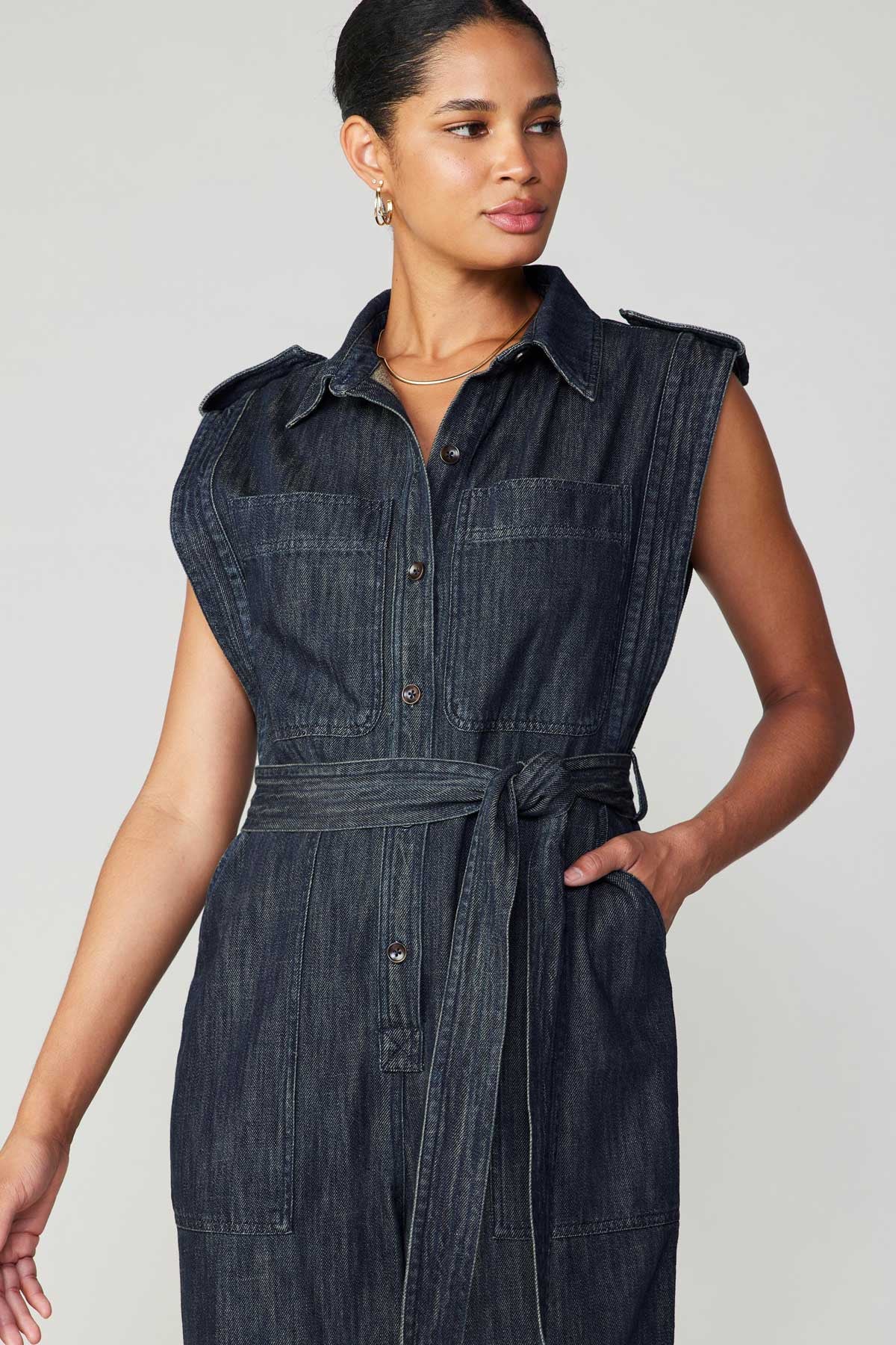 SLEEVELESS UTILITY JUMPSUIT