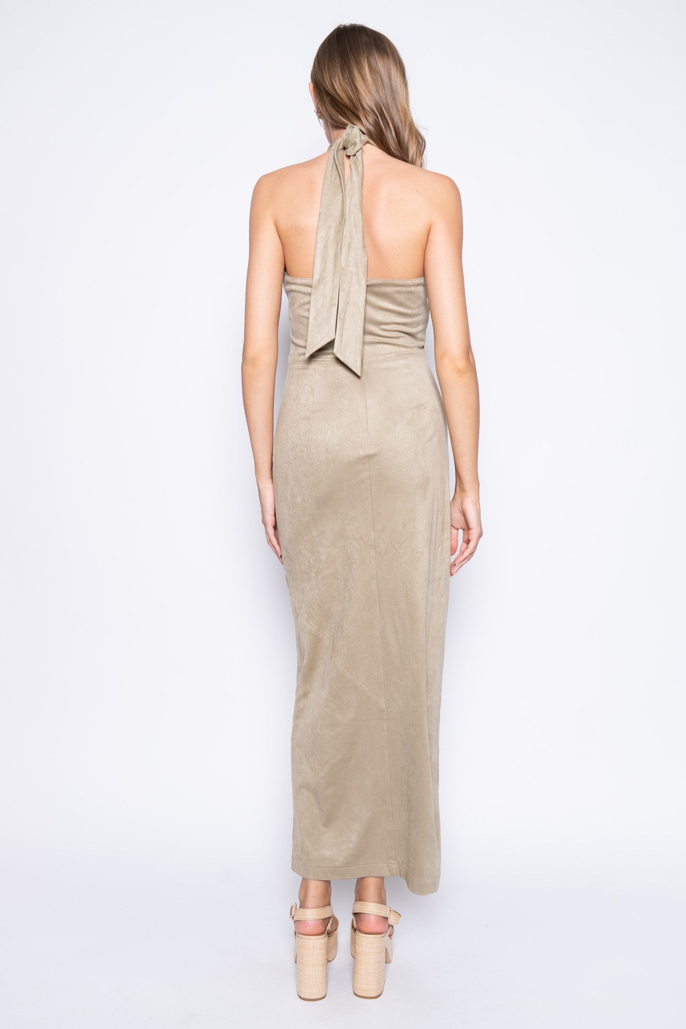 KNOT DETAIL FAUX SUEDE DRESS