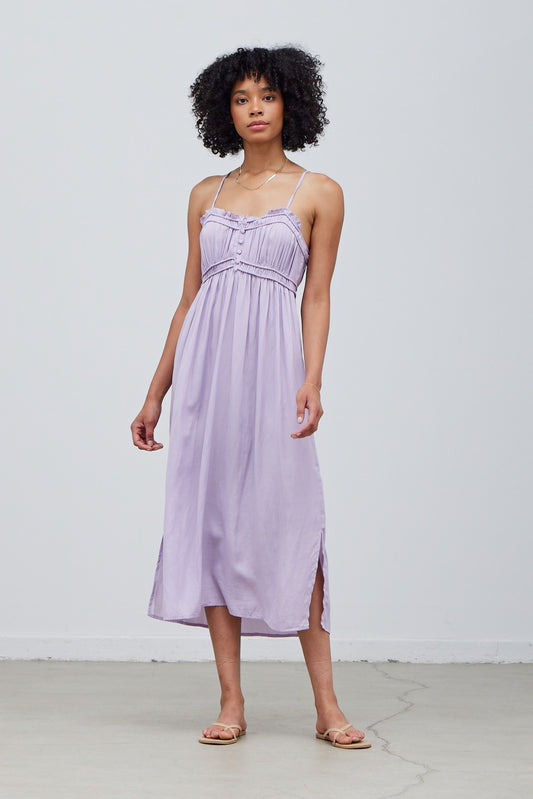 RUFFLE DETAIL MIDI DRESS