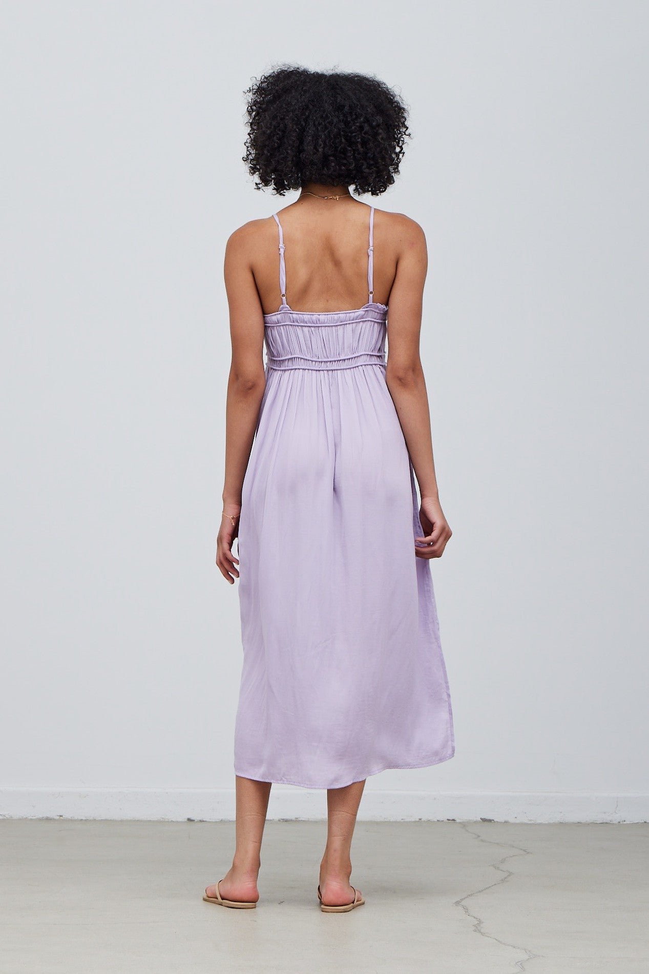 RUFFLE DETAIL MIDI DRESS
