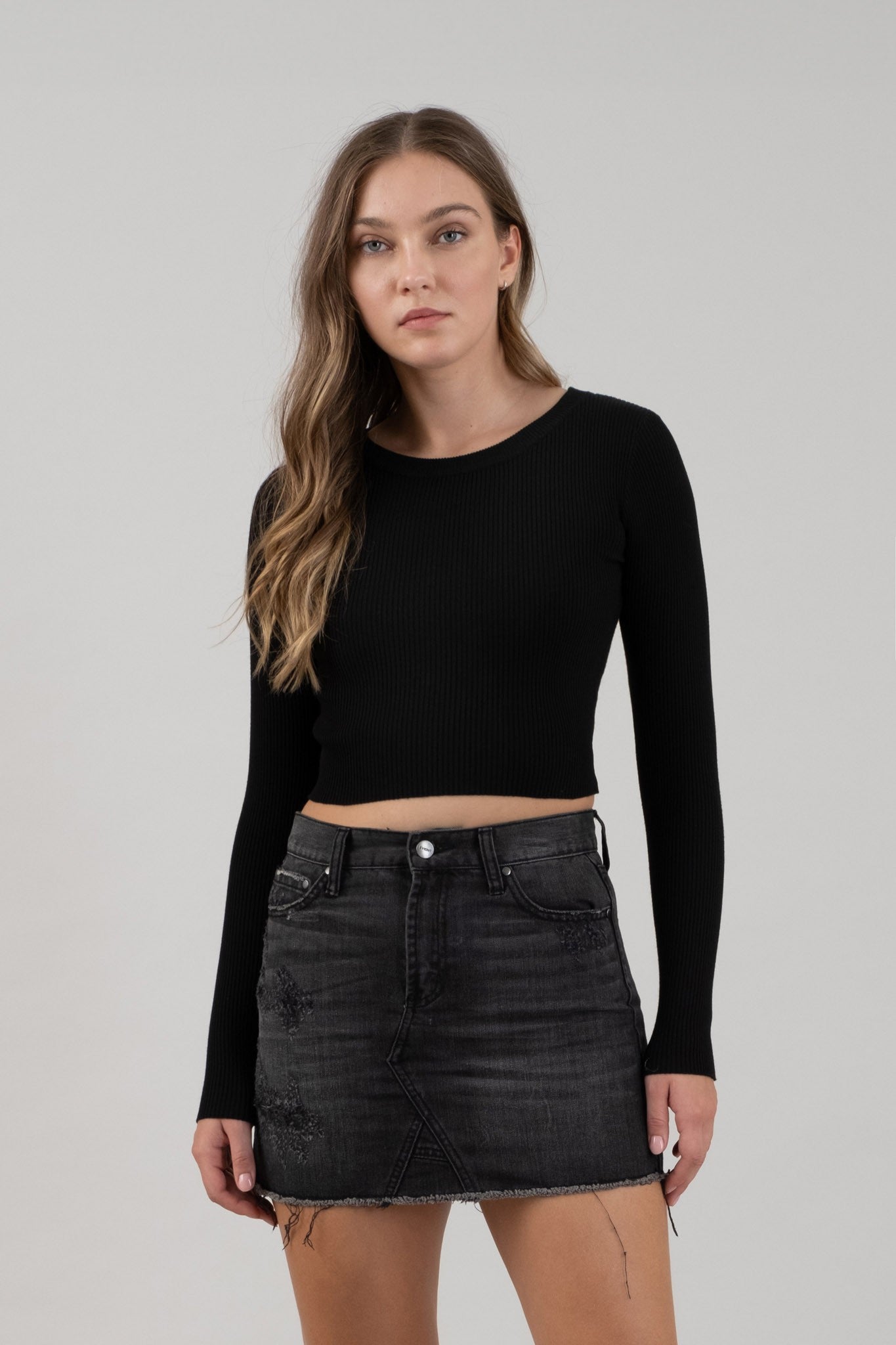 RIBBED LONG SLEEVE TOP