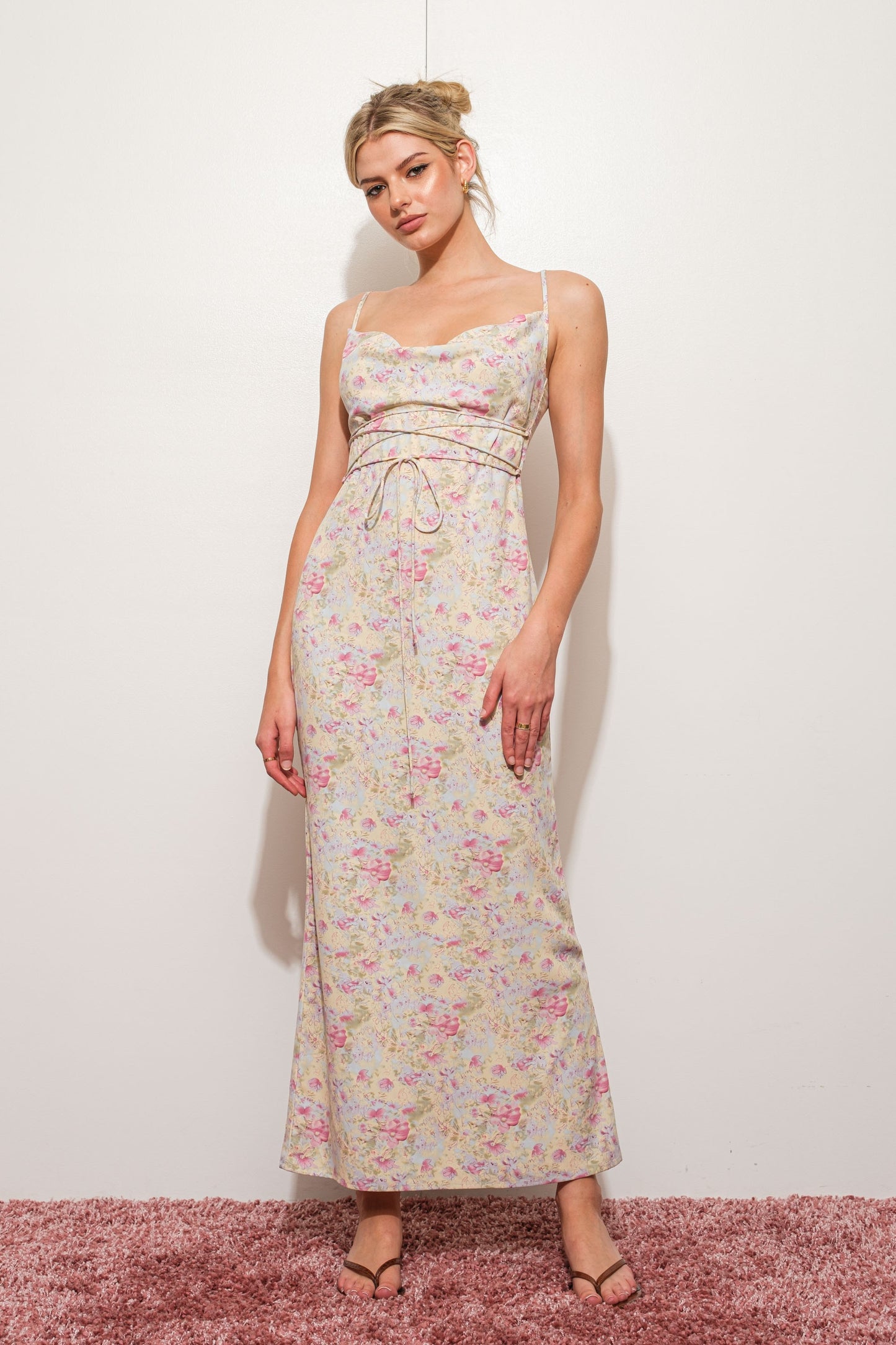 LACE UP DETAIL MAXI DRESS