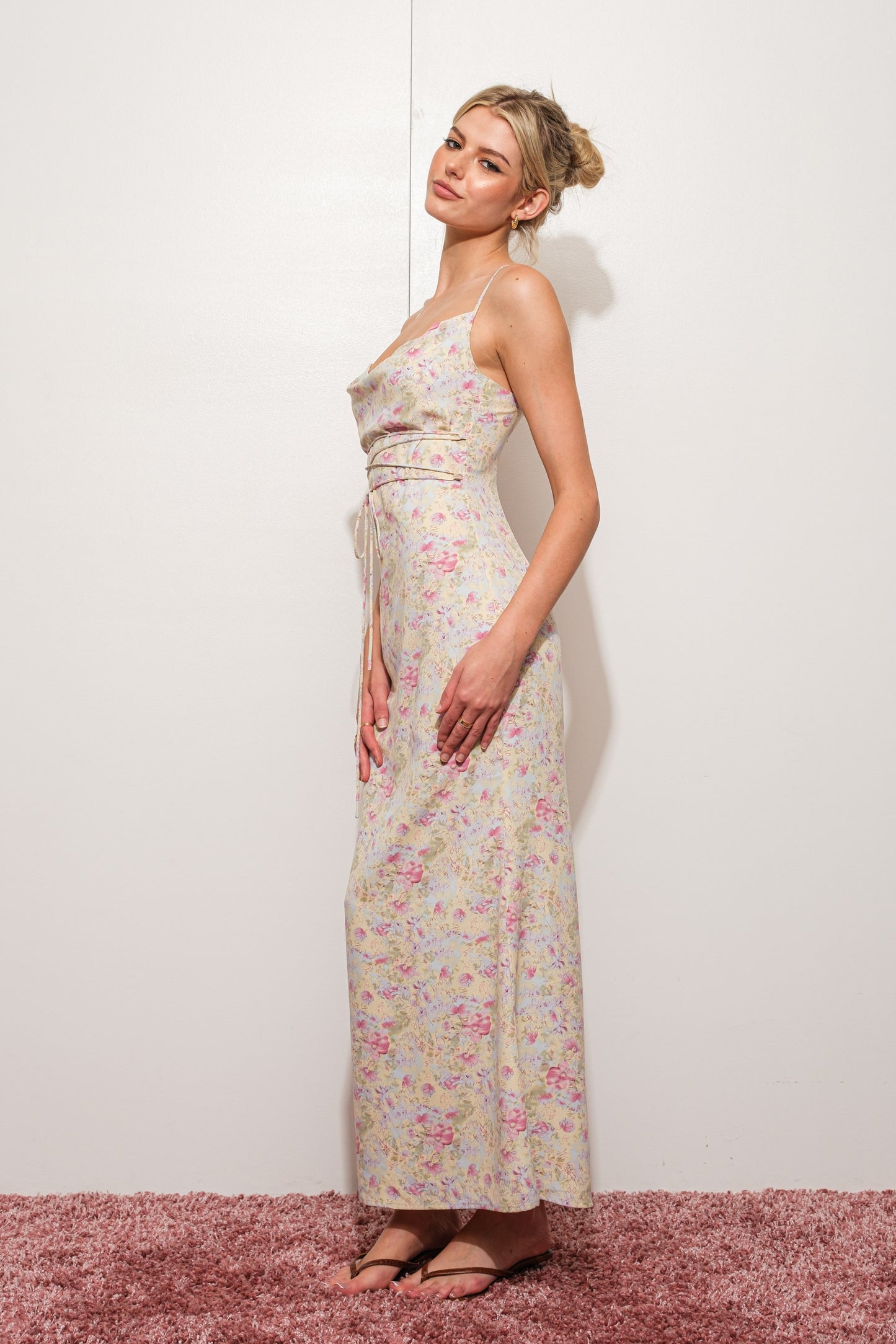LACE UP DETAIL MAXI DRESS