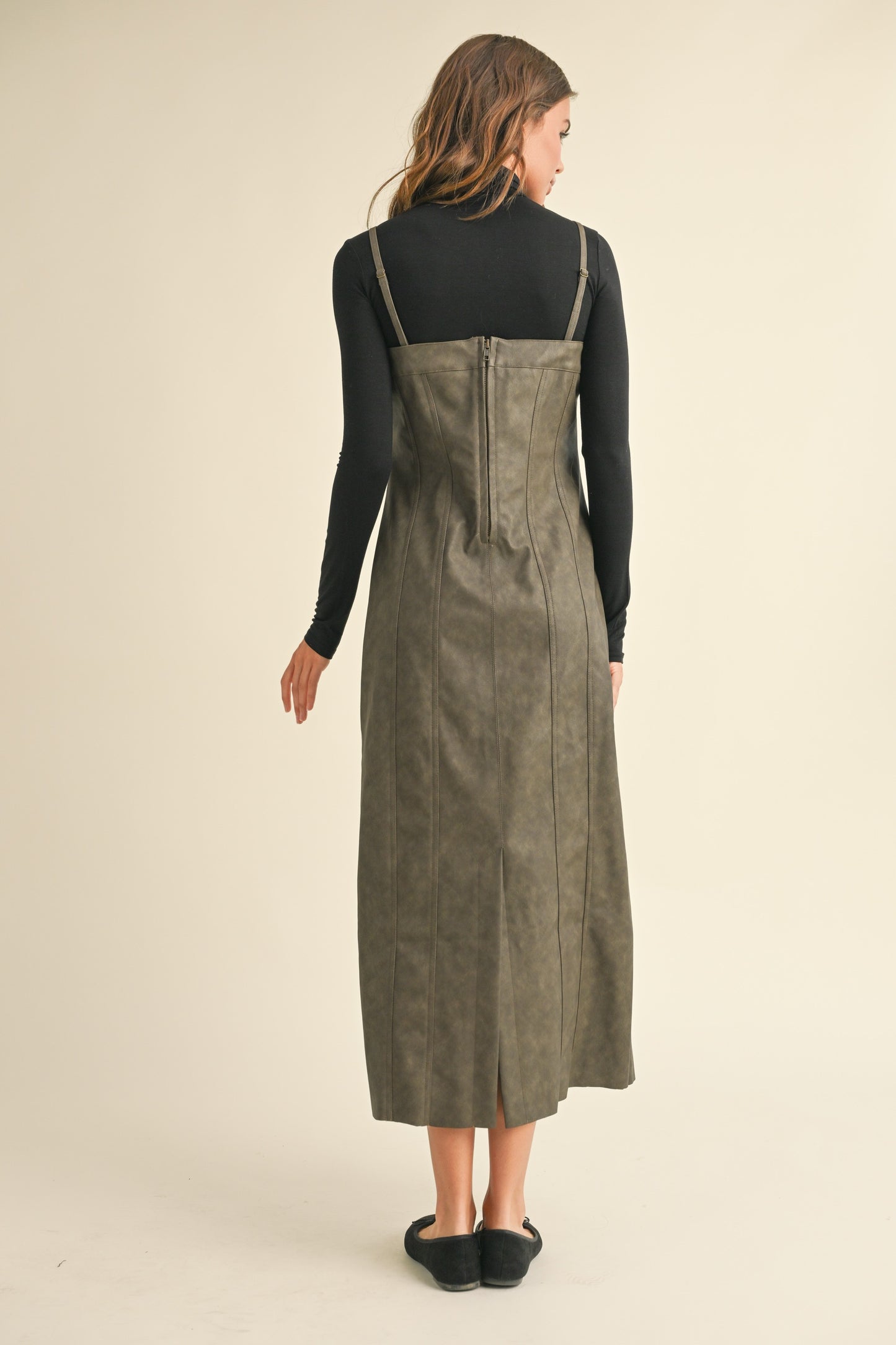 MINERAL EFFECT FAUX LEATHER DRESS