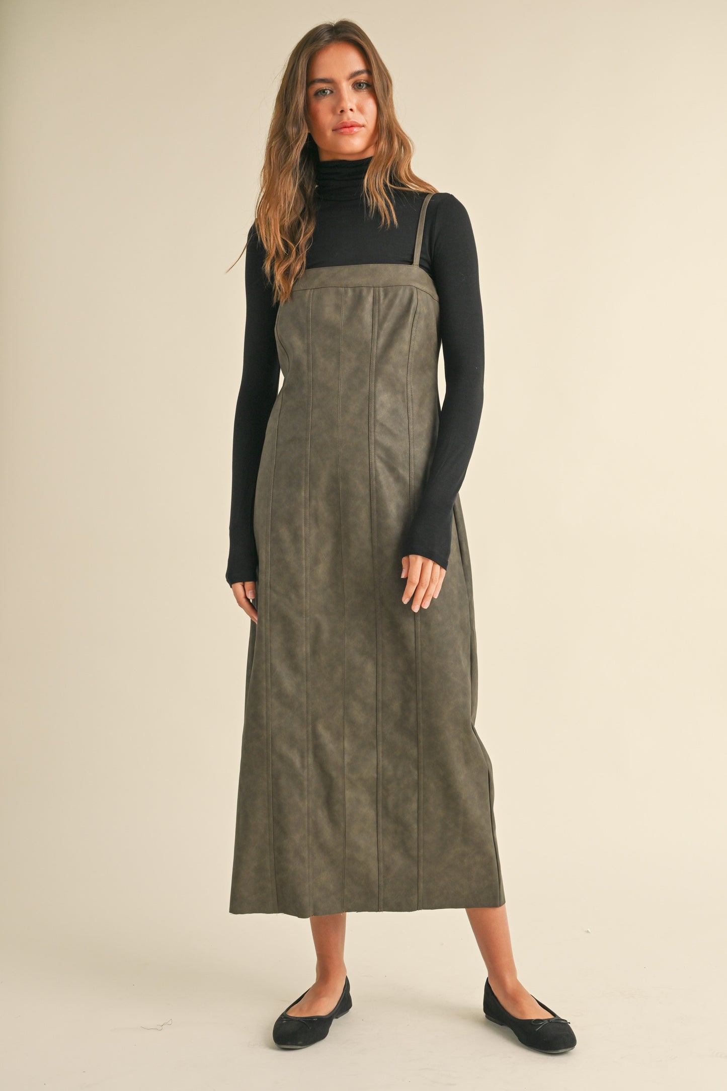 MINERAL EFFECT FAUX LEATHER DRESS