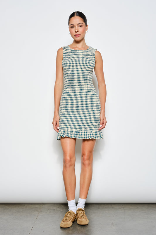 SMOCKED MINI DRESS