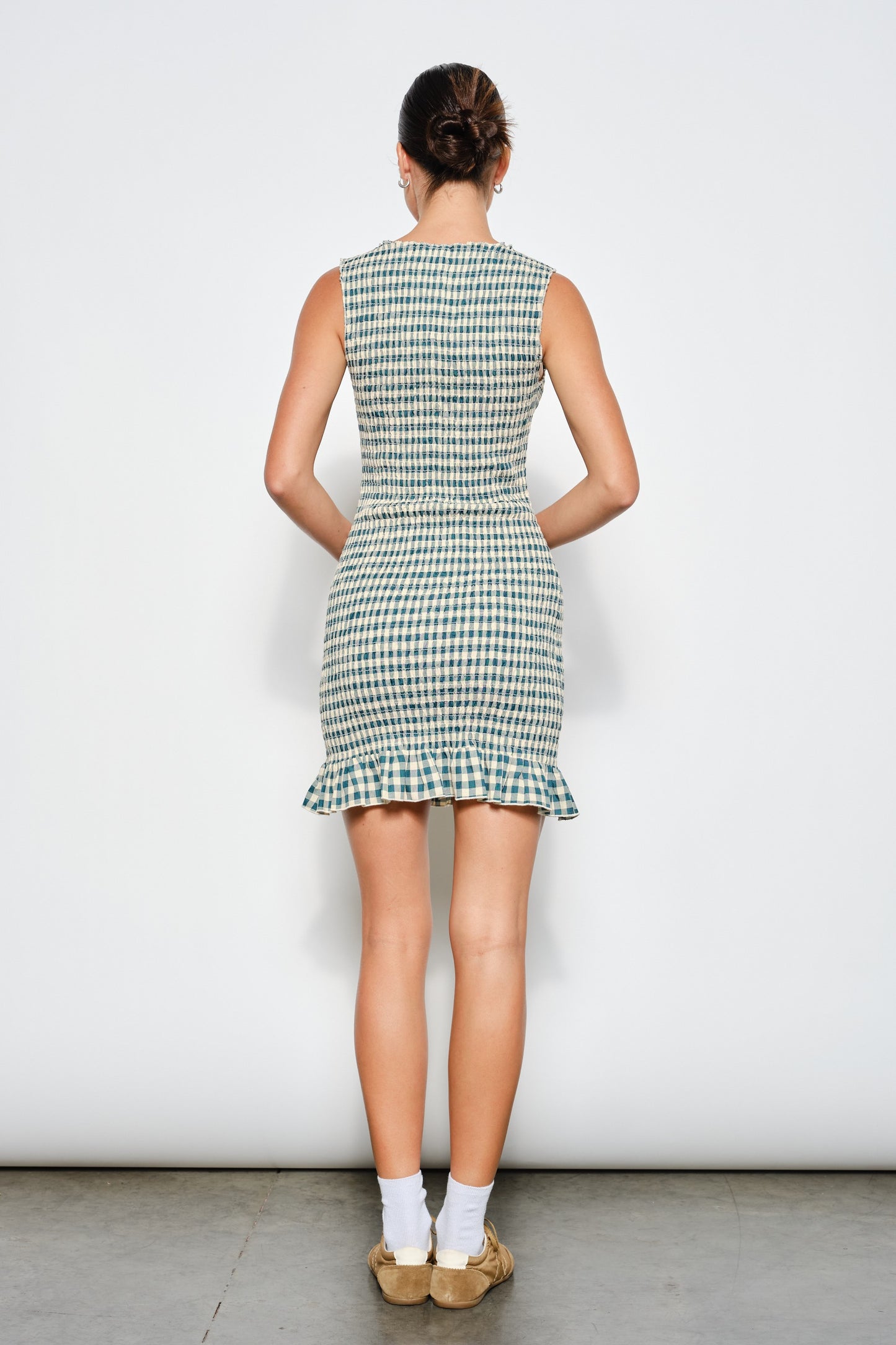 SMOCKED MINI DRESS