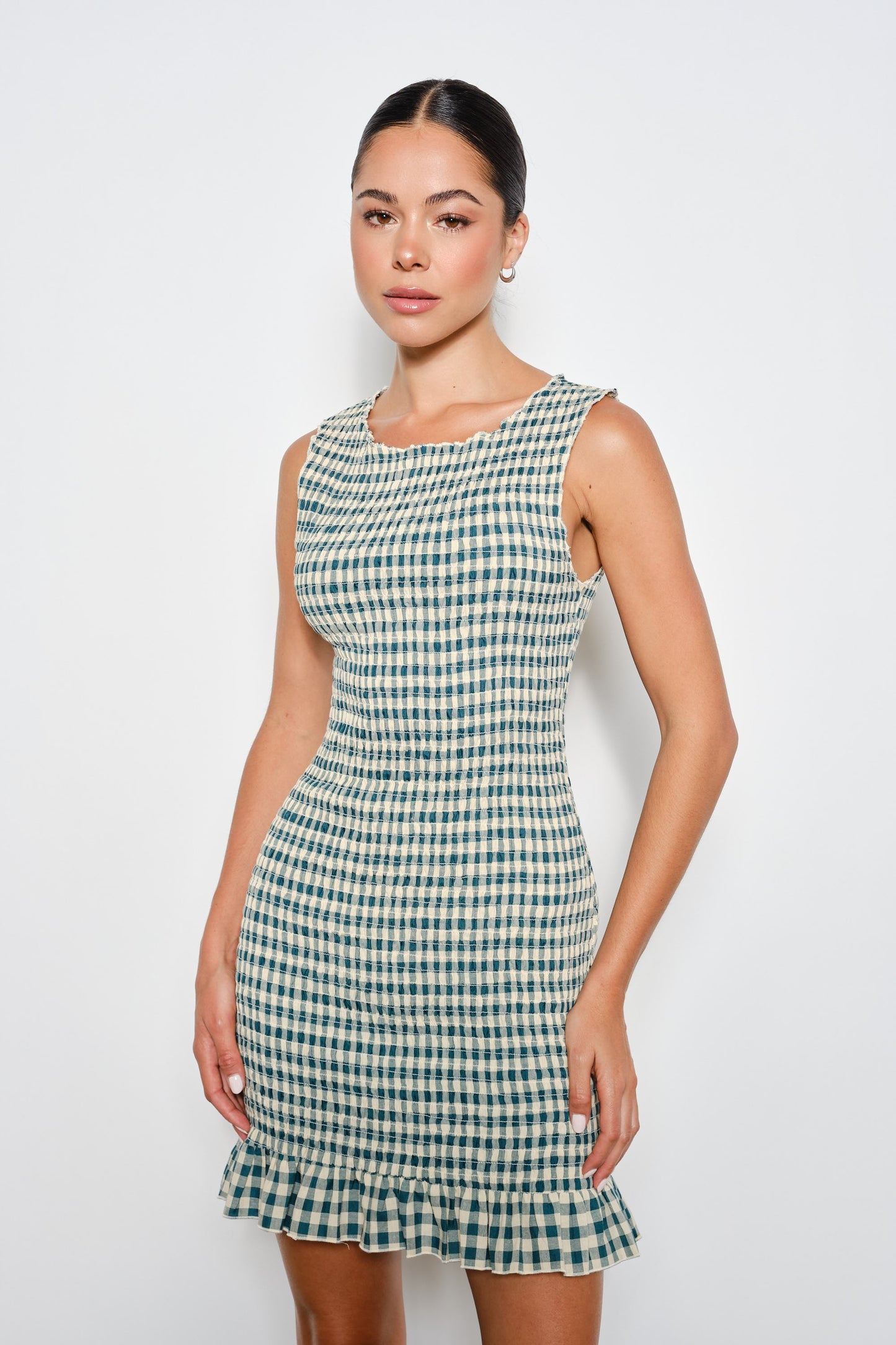 SMOCKED MINI DRESS