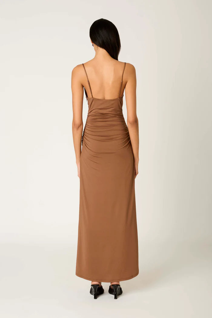 RUCHED SPAGHETTI STRAP DRESS
