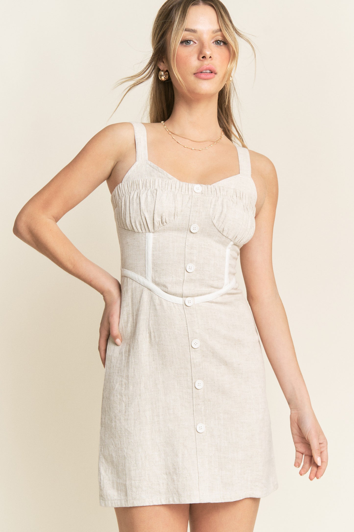 CONTRAST DETAIL MINI DRESS