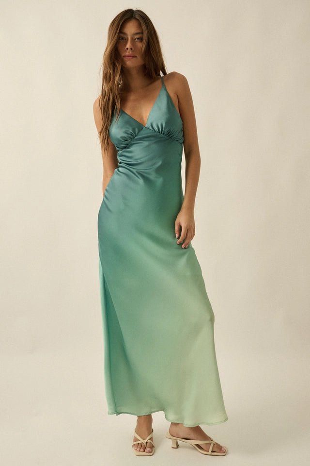 OMBRE BIAS CUT MAXI DRESS