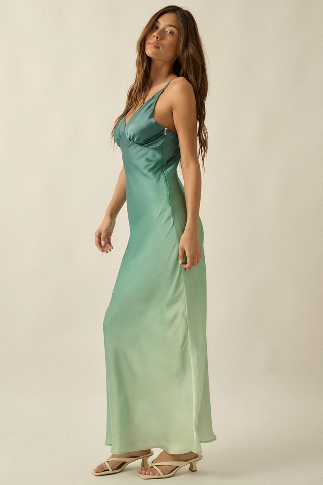 OMBRE BIAS CUT MAXI DRESS