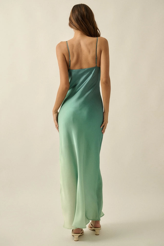 OMBRE BIAS CUT MAXI DRESS