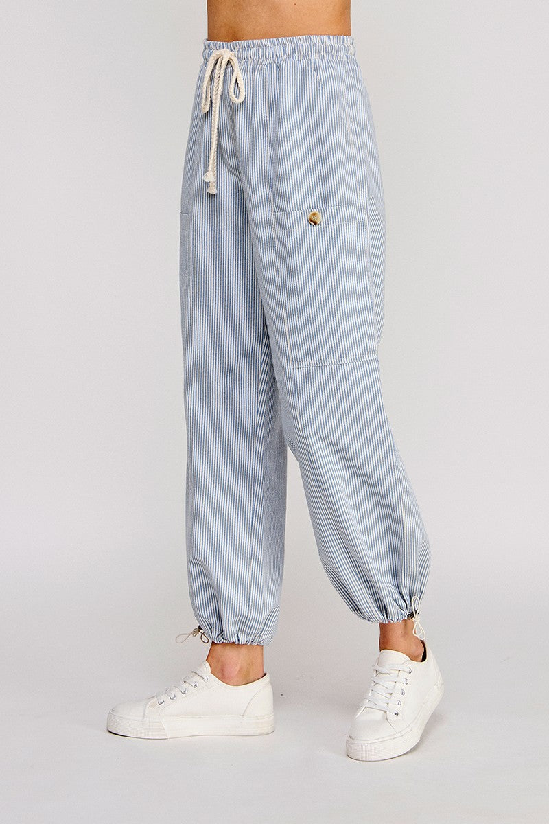 STRIPED TWILL JOGGER
