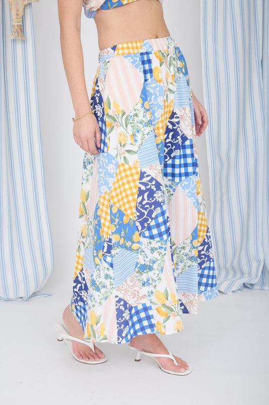 MIXED PATTERN MAXI SKIRT