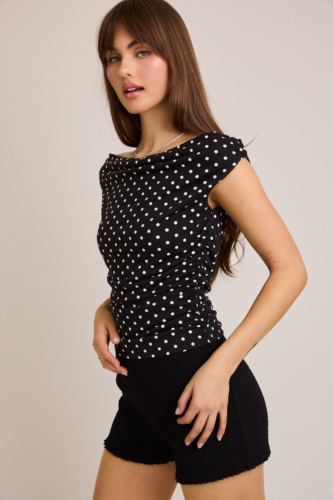 OFF SHOULDER POLKA DOT TOP