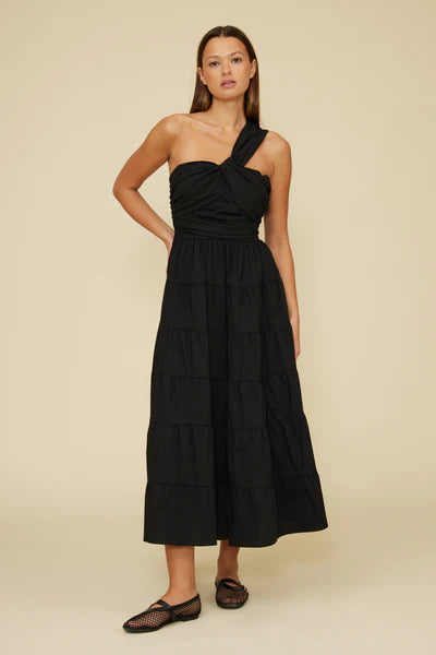 ONE SHOULDER POPLIN DRESS