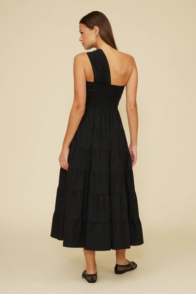 ONE SHOULDER POPLIN DRESS