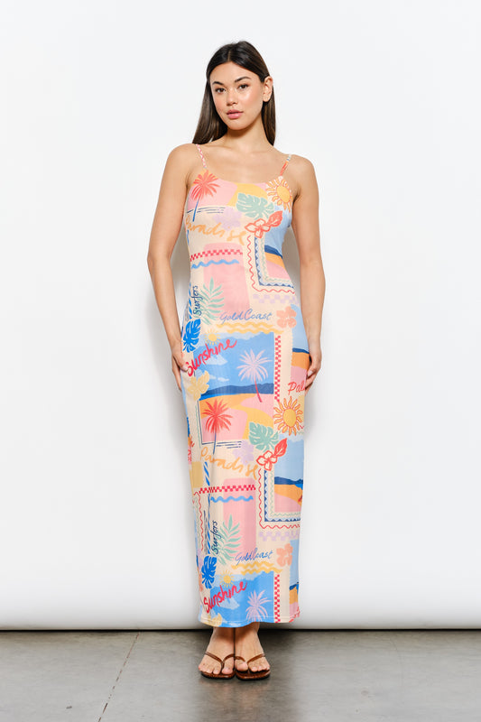 BEACH PRINT MAXI DRESS