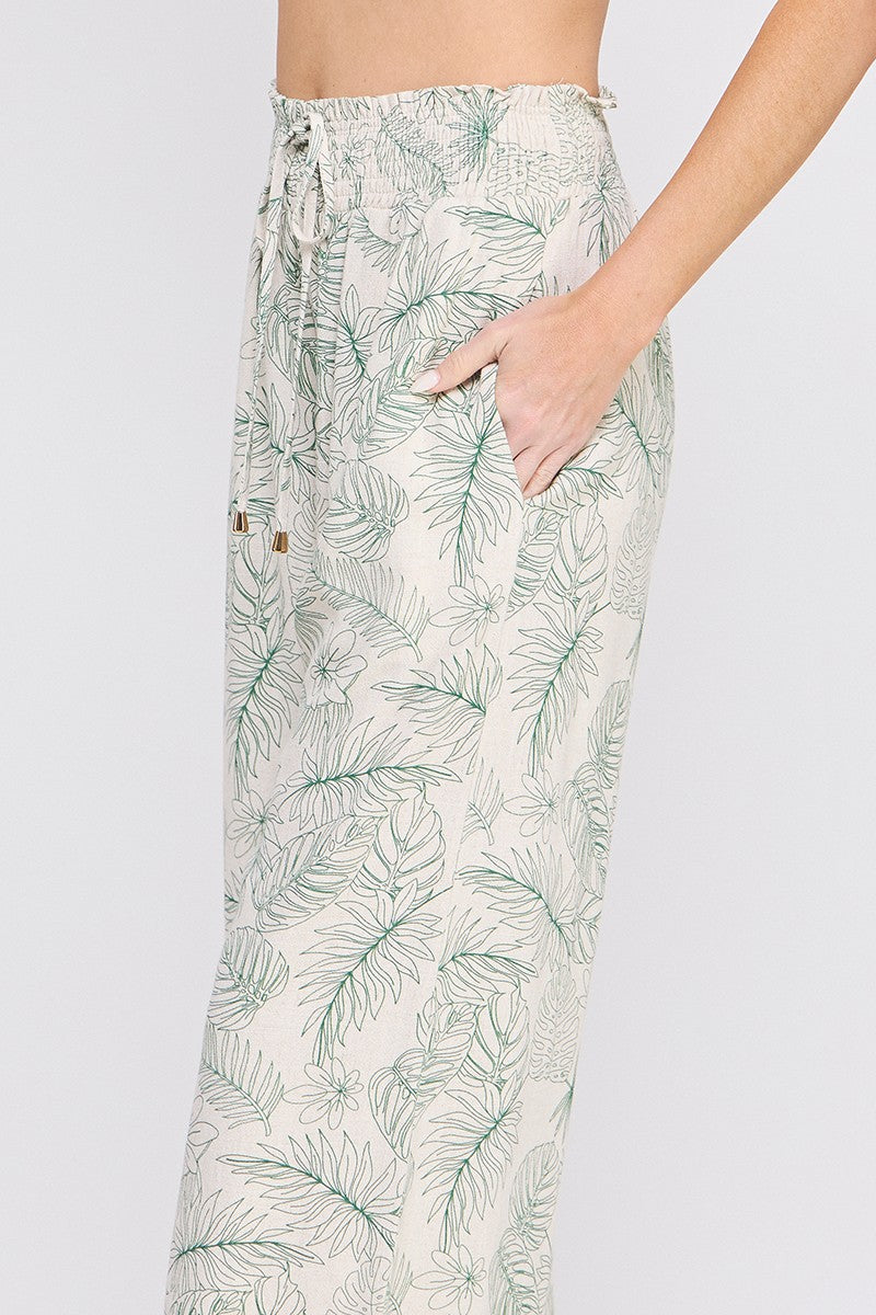 TROPIC PRINT LINEN PANT