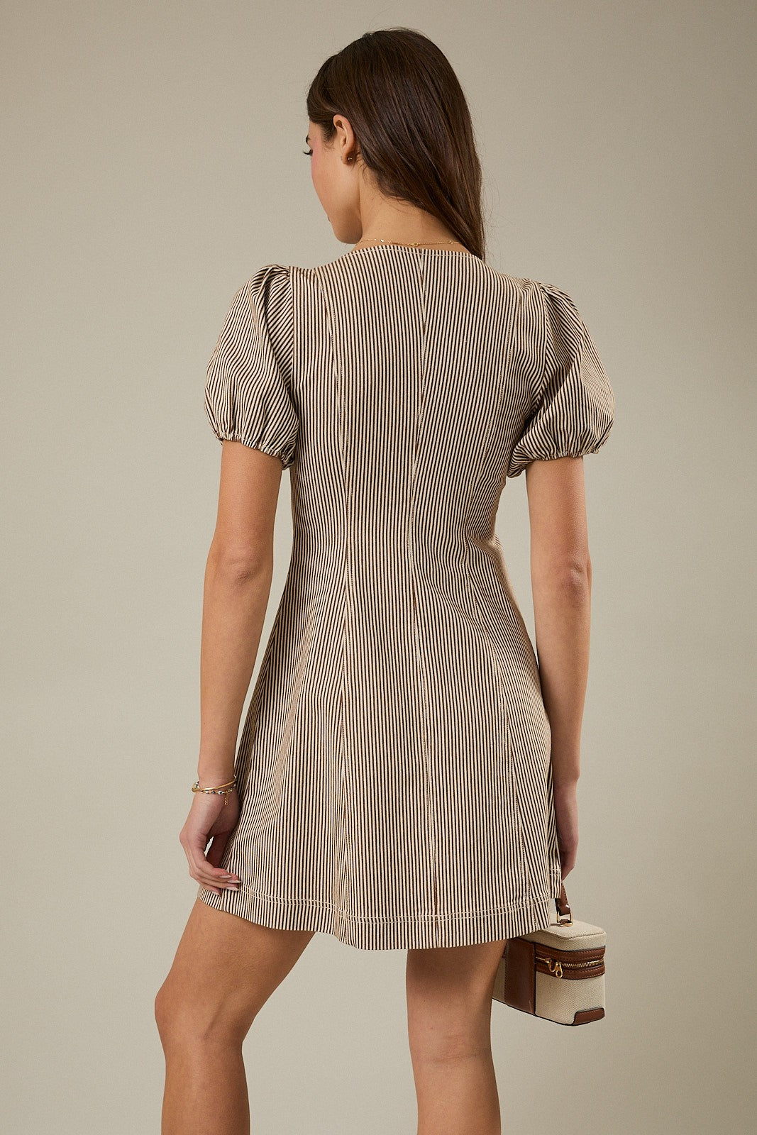 PUFF SLEEVE STRIPE DRESS