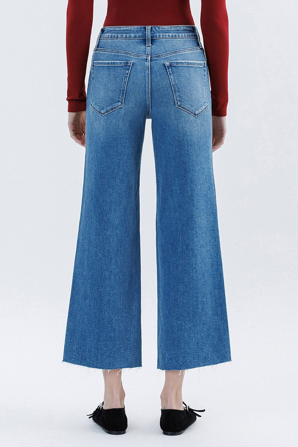 HIGH RISE RAW HEM CROP JEANS