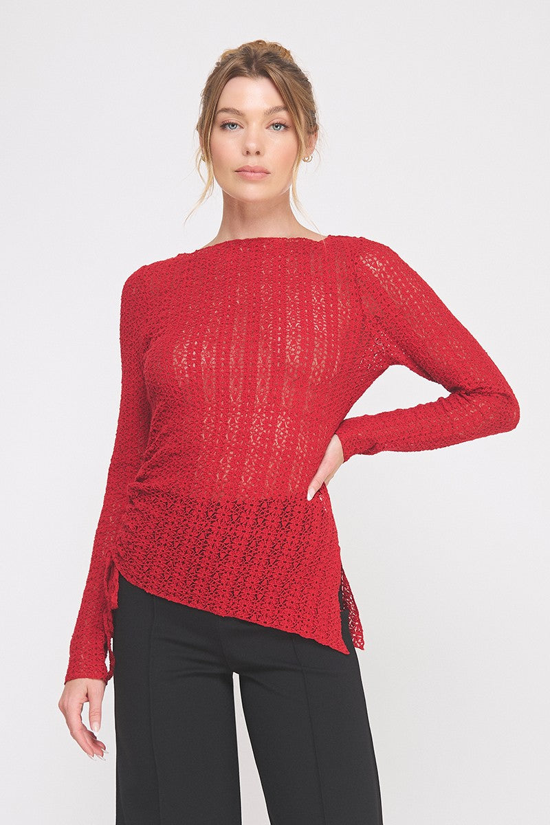 LACE BOATNECK LONG SLEEVE