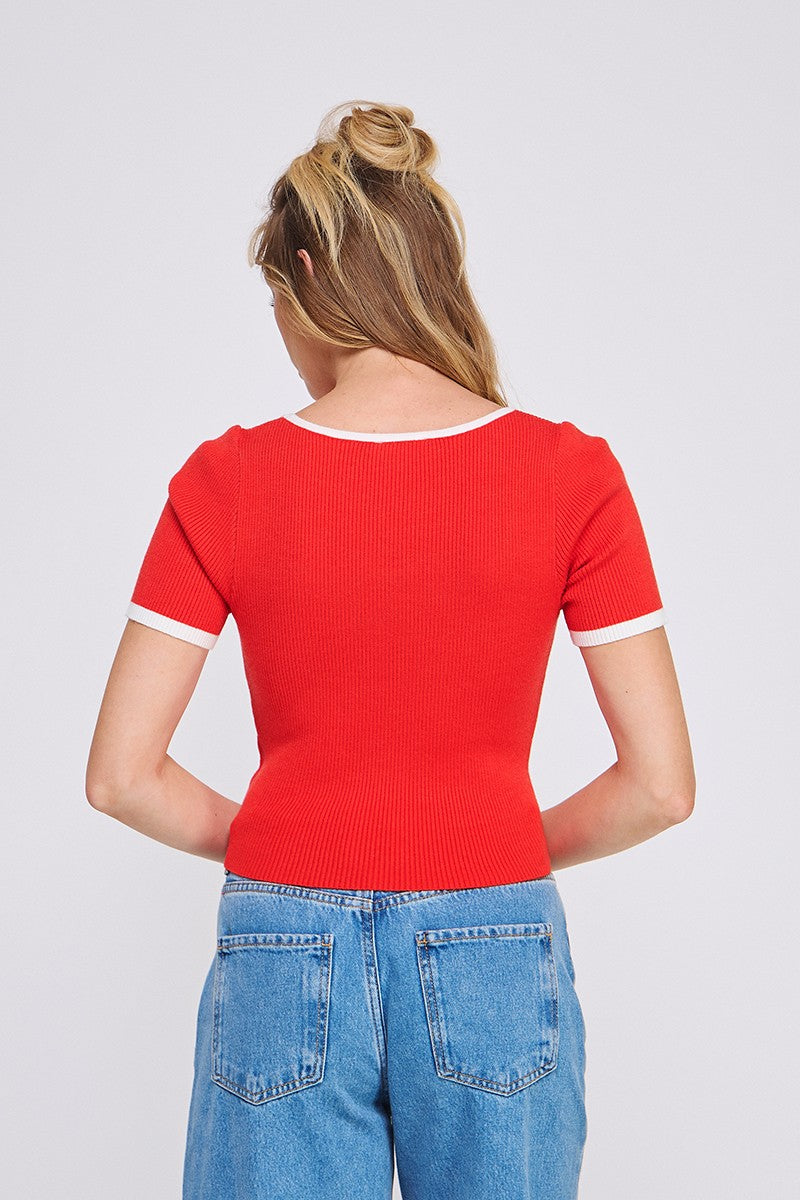 BOW DETAIL SHORT SLEEVE TOP